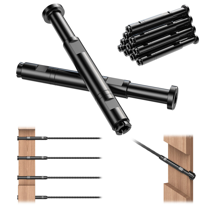 BLIKA Patented 1/8" & 3/16" Black Swageless Cable Fittings T316 For Metal&Wood Post