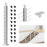 BLIKA 36" Brushed Stainless Steel Pre-Drilled Angled Cable Railing Post for Stair Runs