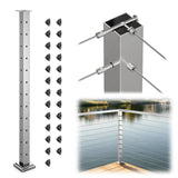 BLIKA 42" Level Drilled Brushed Stainless Steel Cable Railing Corner Post