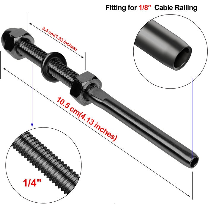 BLIKA 1/8" Swage Threaded Stud For 2"X2" Wood&Metal Post