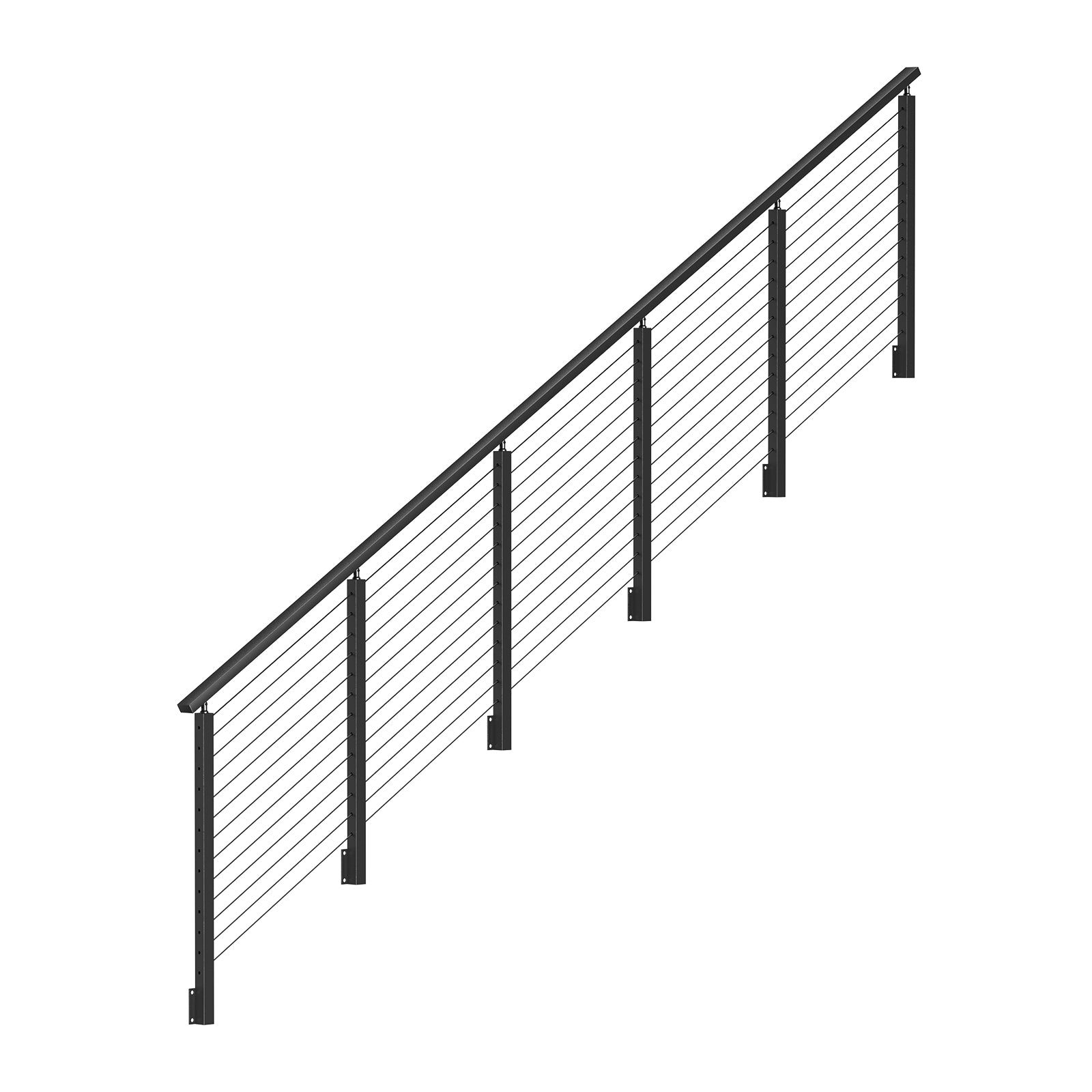 BLIKA 42'' Black Side Mount Stair Cable Railing System DIY Kit (4FT - 20FT, Angle Drilled)