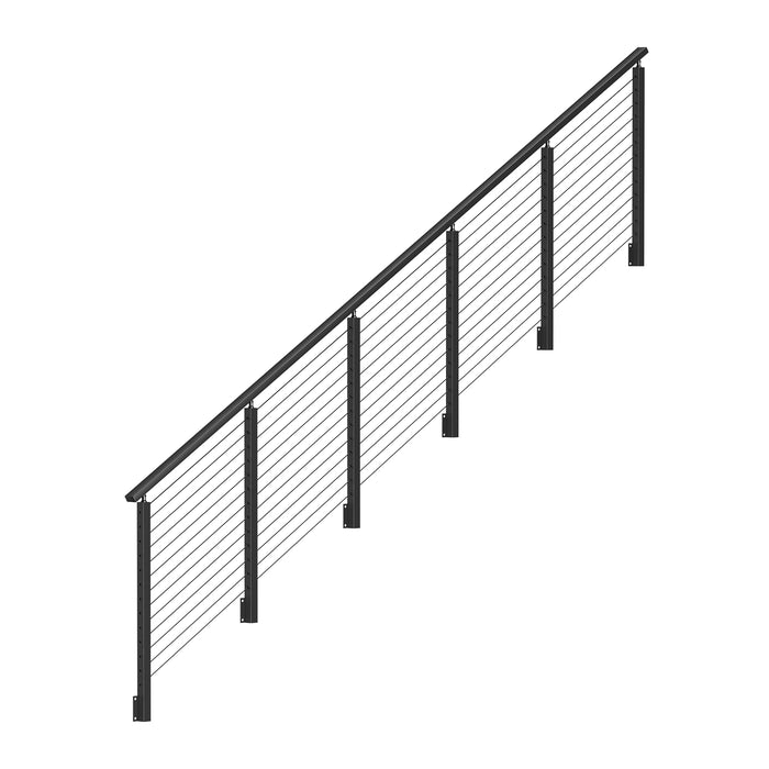BLIKA 42'' Black Side Mount Stair Cable Railing System DIY Kit (4FT - 20FT, Angle Drilled)
