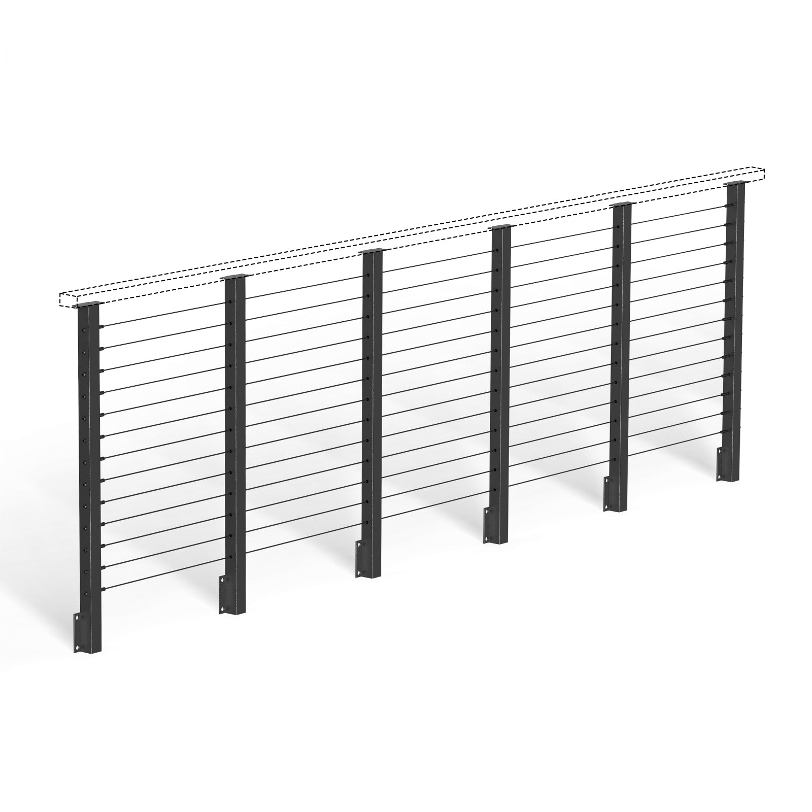 BLIKA 42'' Black Side Mount Stair Cable Railing System DIY Kit (4FT - 20FT,  No Handrail)