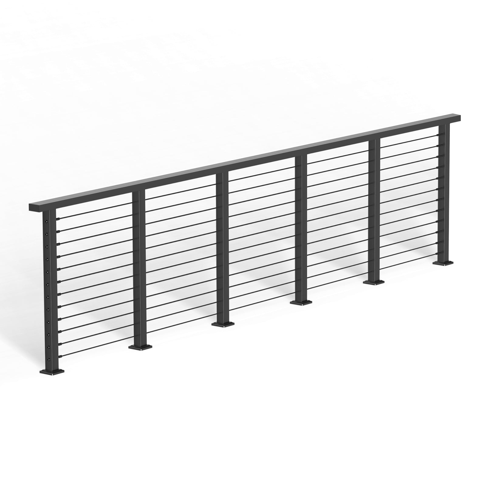 BLIKA 36'' & 42'' Black Surface Mount Cable Railing System DIY Kit (4FT - 28FT, Level Drilled, )