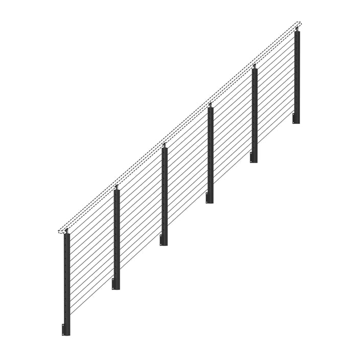 BLIKA 42'' Black Side Mount Stair Cable Railing System DIY Kit (4FT - 20FT,  No Handrail)