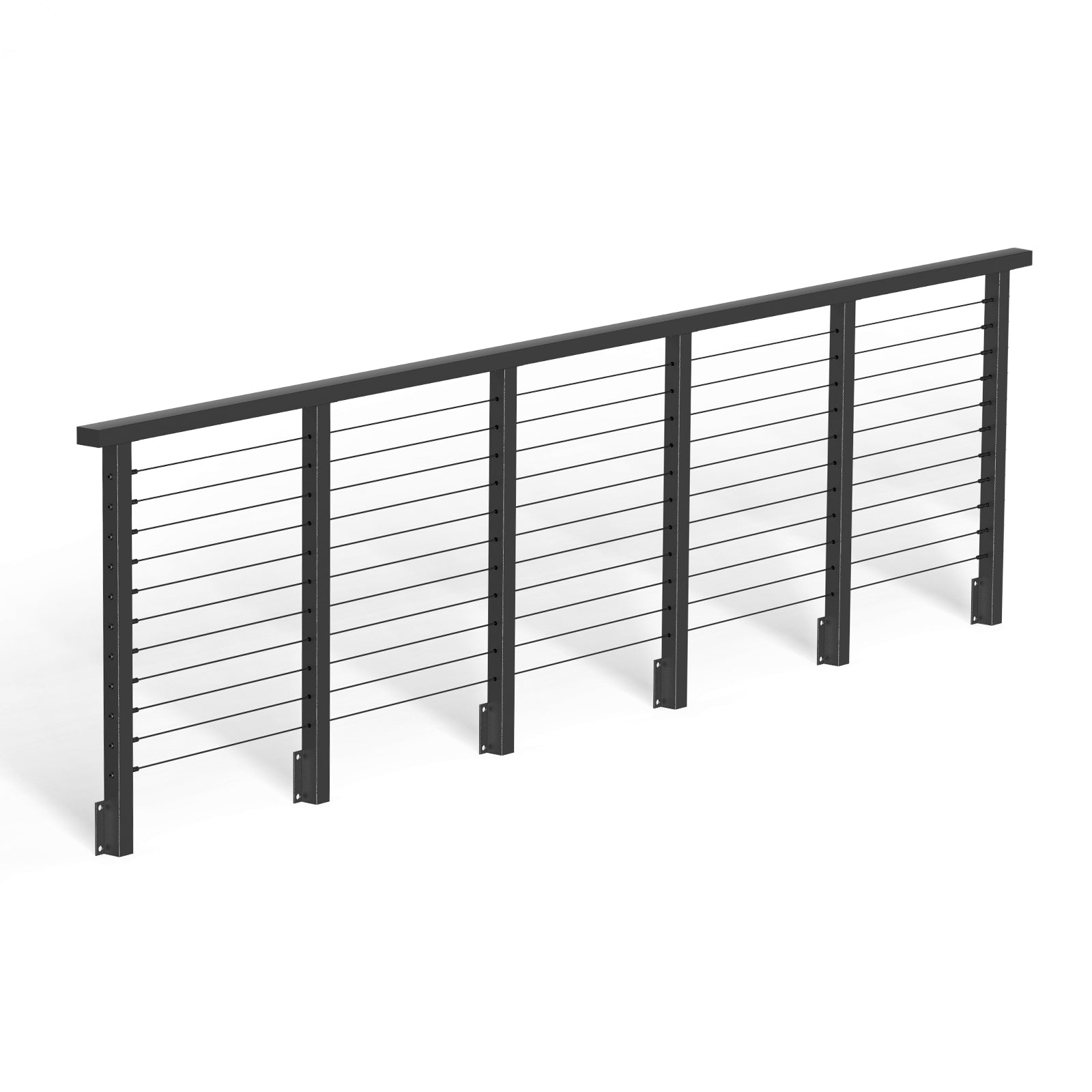 BLIKA 36'' Black Side Mount Cable Railing System DIY Kit (4FT - 28FT, Level Drilled)