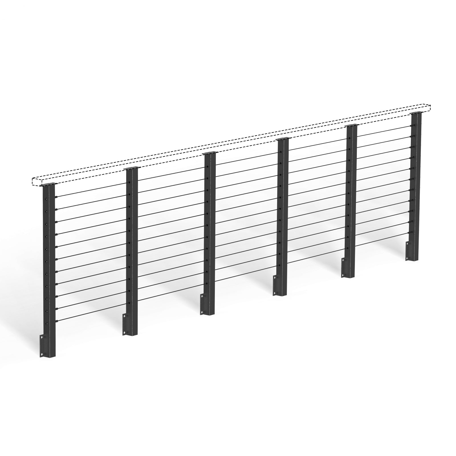 BLIKA 36'' Black Side Mount Cable Railing System DIY Kit (4FT - 20FT,  No Handrail)