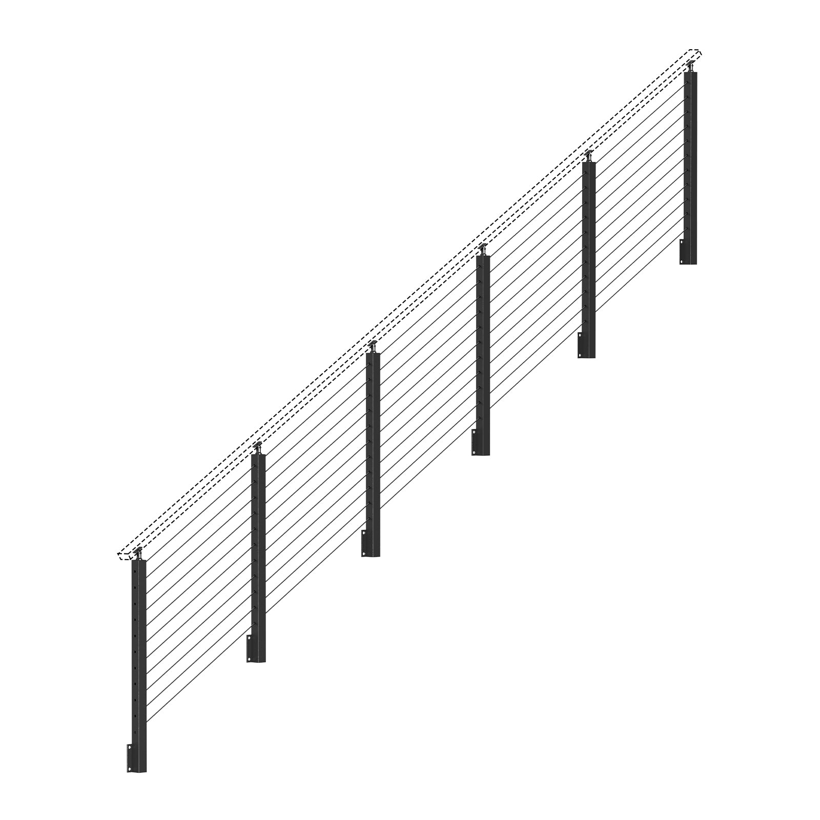 BLIKA 36''  Black Side Mount Stair Cable Railing System DIY Kit (4FT - 20FT,  No Handrail)