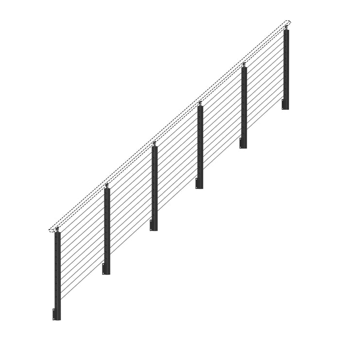 BLIKA 36''  Black Side Mount Stair Cable Railing System DIY Kit (4FT - 20FT,  No Handrail)