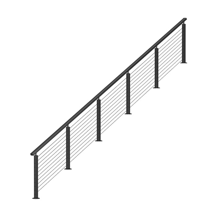 BLIKA 36'' & 42'' Black Surface Mount Stair Cable Railing System DIY Kit (4FT - 20FT, Angled Drilled)