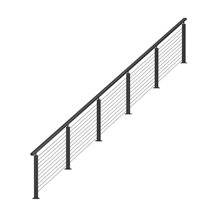 BLIKA 36'' Black Surface Mount Stair Cable Railing  DIY Kit