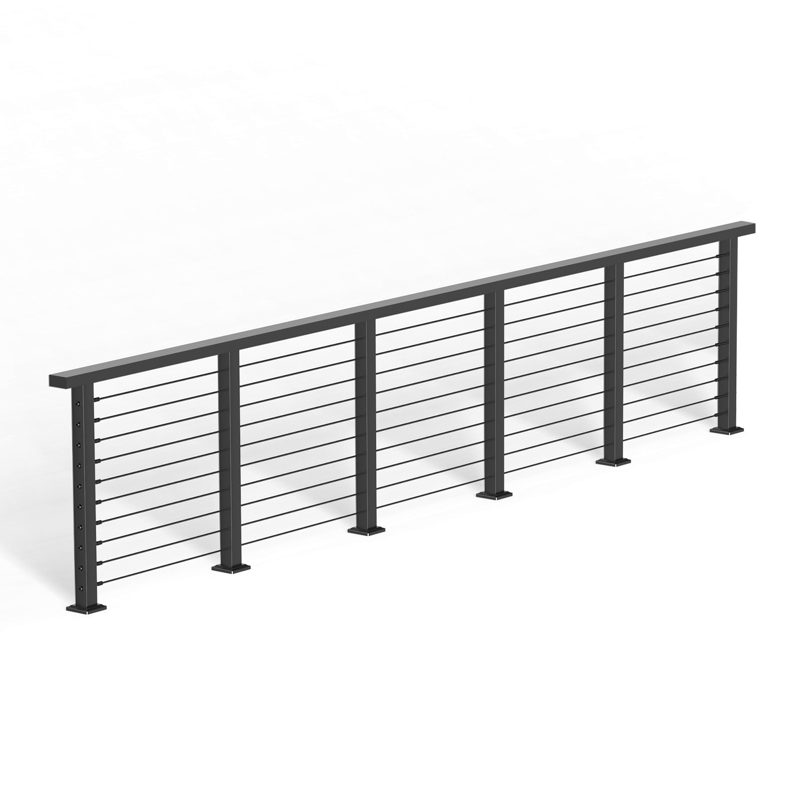 BLIKA 36'' & 42'' Black Surface Mount Cable Railing System DIY Kit (4FT - 28FT, Level Drilled, )