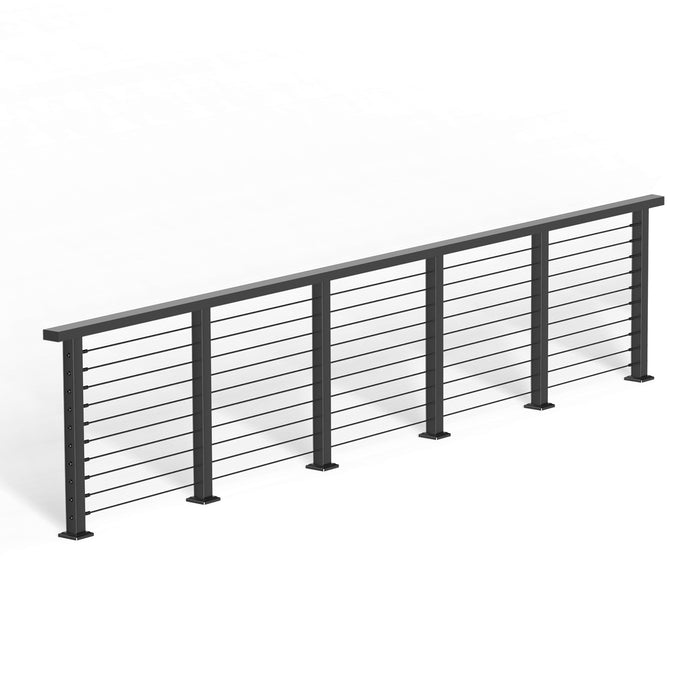 BLIKA 36'' & 42'' Black Surface Mount Cable Railing System DIY Kit (4FT - 28FT, Level Drilled, )