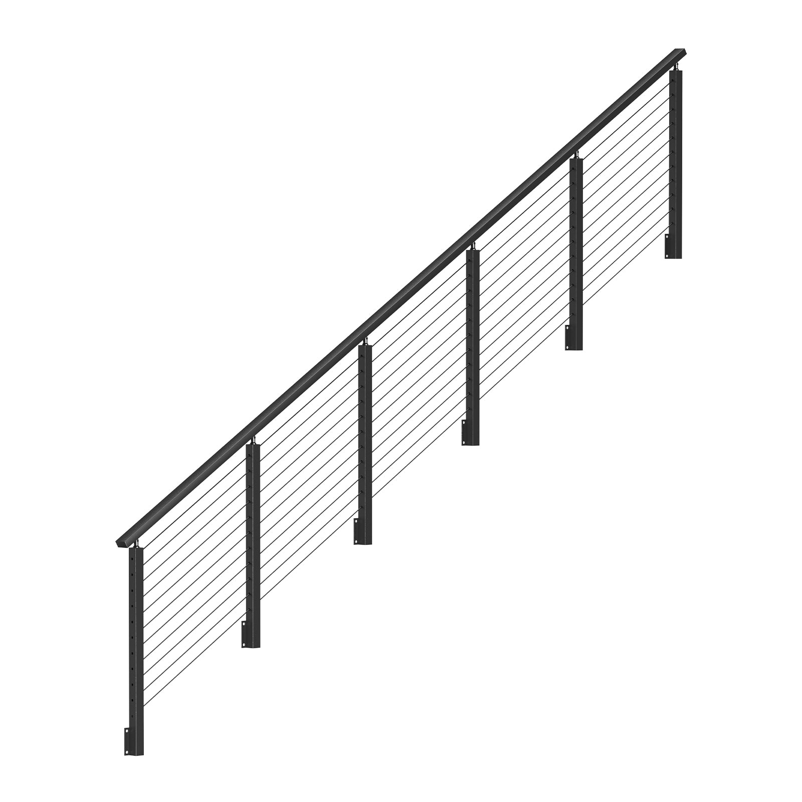 BLIKA 36'' Black Side Mount  Stair Cable Railing System DIY Kit (4FT - 20FT, Angled Drilled)