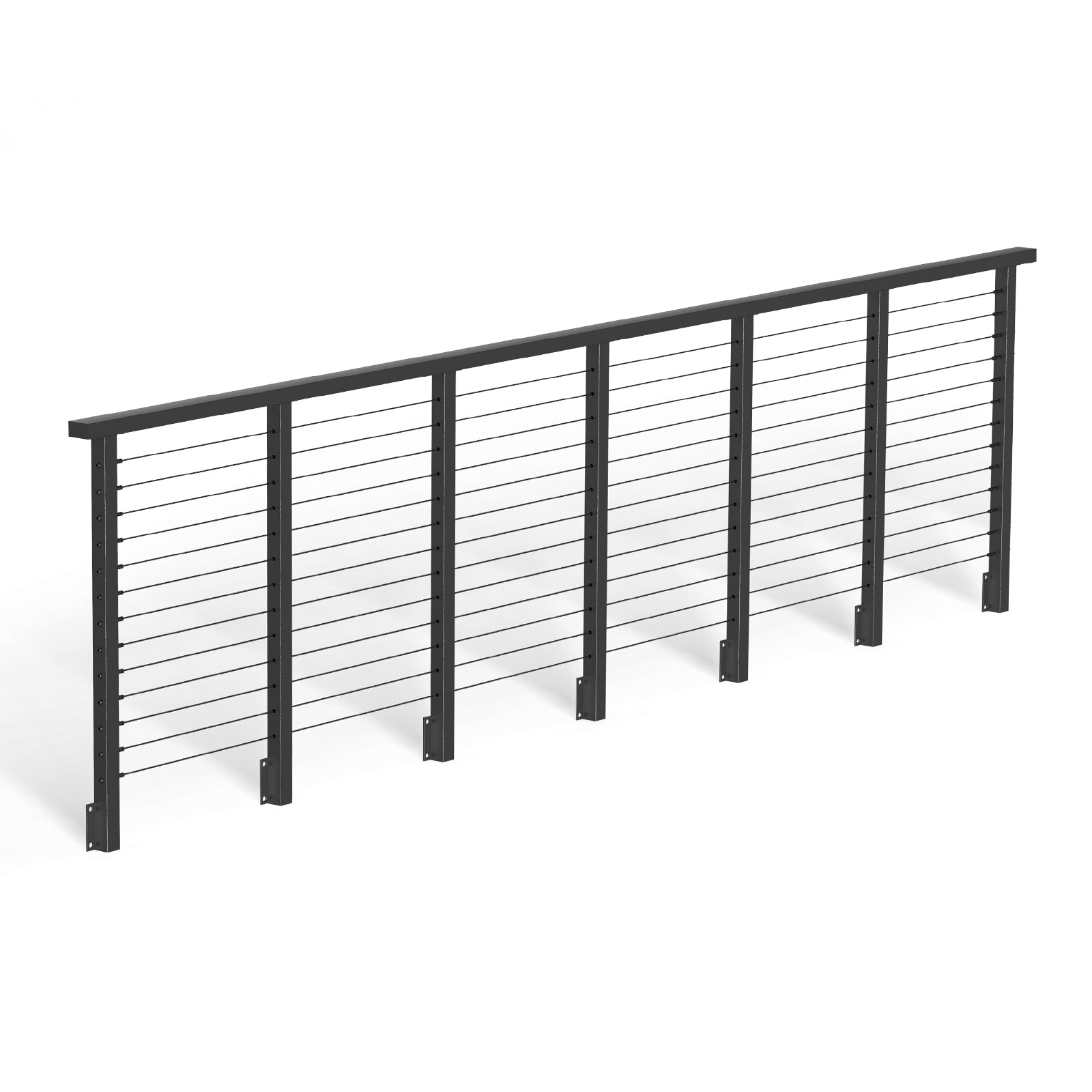 BLIKA 42'' Black Side Mount Cable Railing System DIY Kit (4FT - 20FT, Level Drilled)