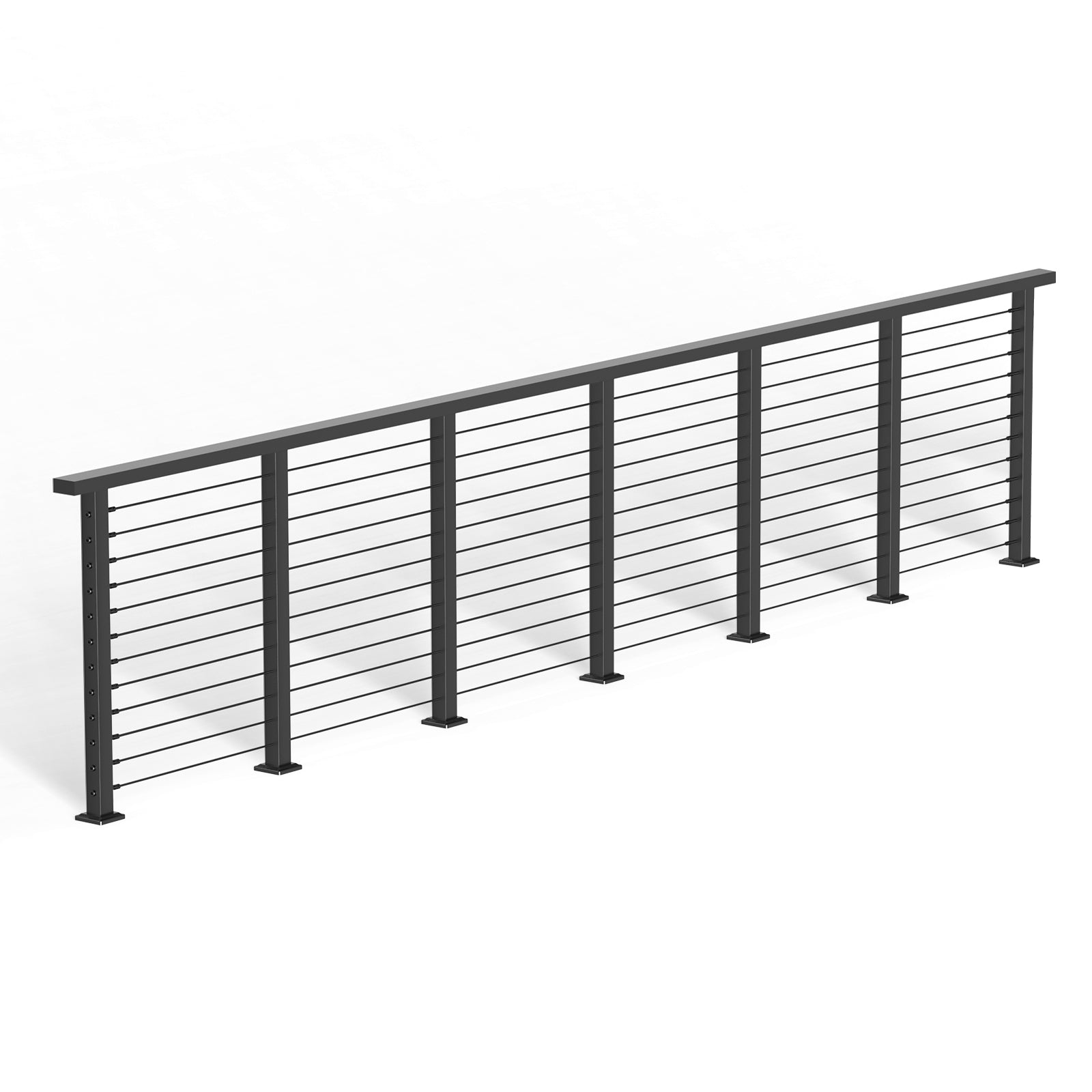 BLIKA 36'' & 42'' Black Surface Mount Cable Railing System DIY Kit (4FT - 28FT, Level Drilled, )