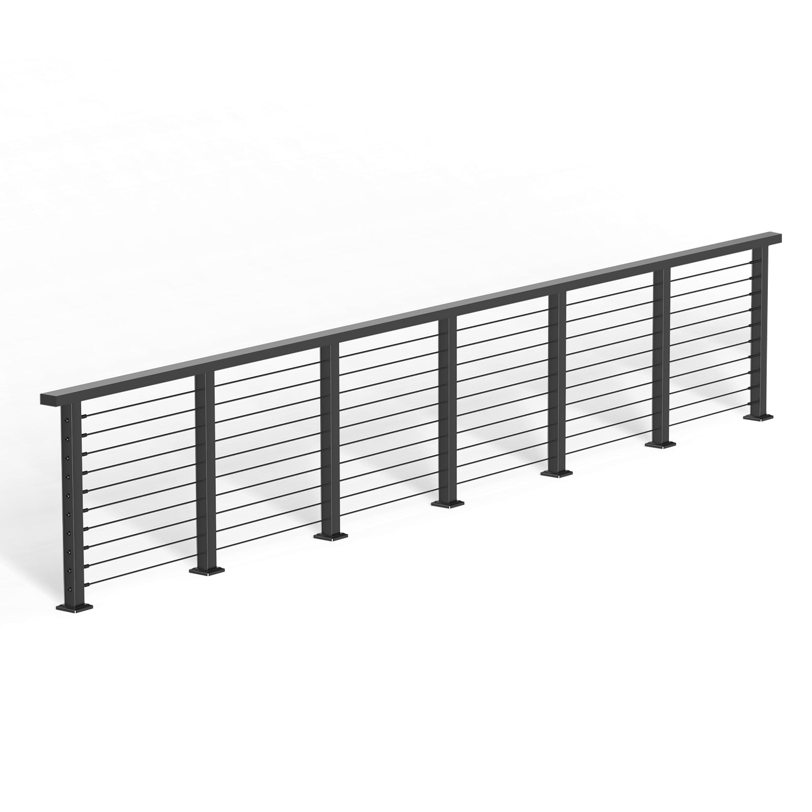 BLIKA 36'' & 42'' Black Surface Mount Cable Railing System DIY Kit (4FT - 28FT, Level Drilled, )