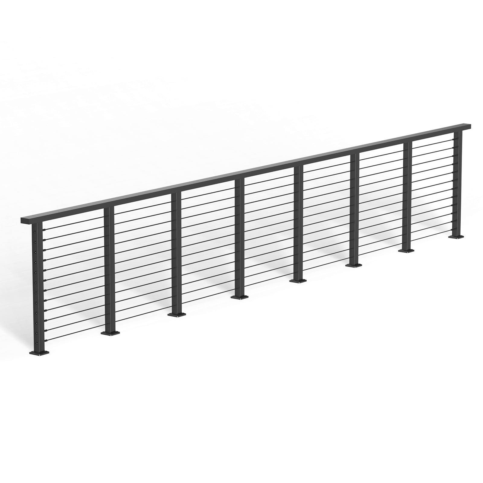 BLIKA 36'' & 42'' Black Surface Mount Cable Railing System DIY Kit (4FT - 28FT, Level Drilled, )