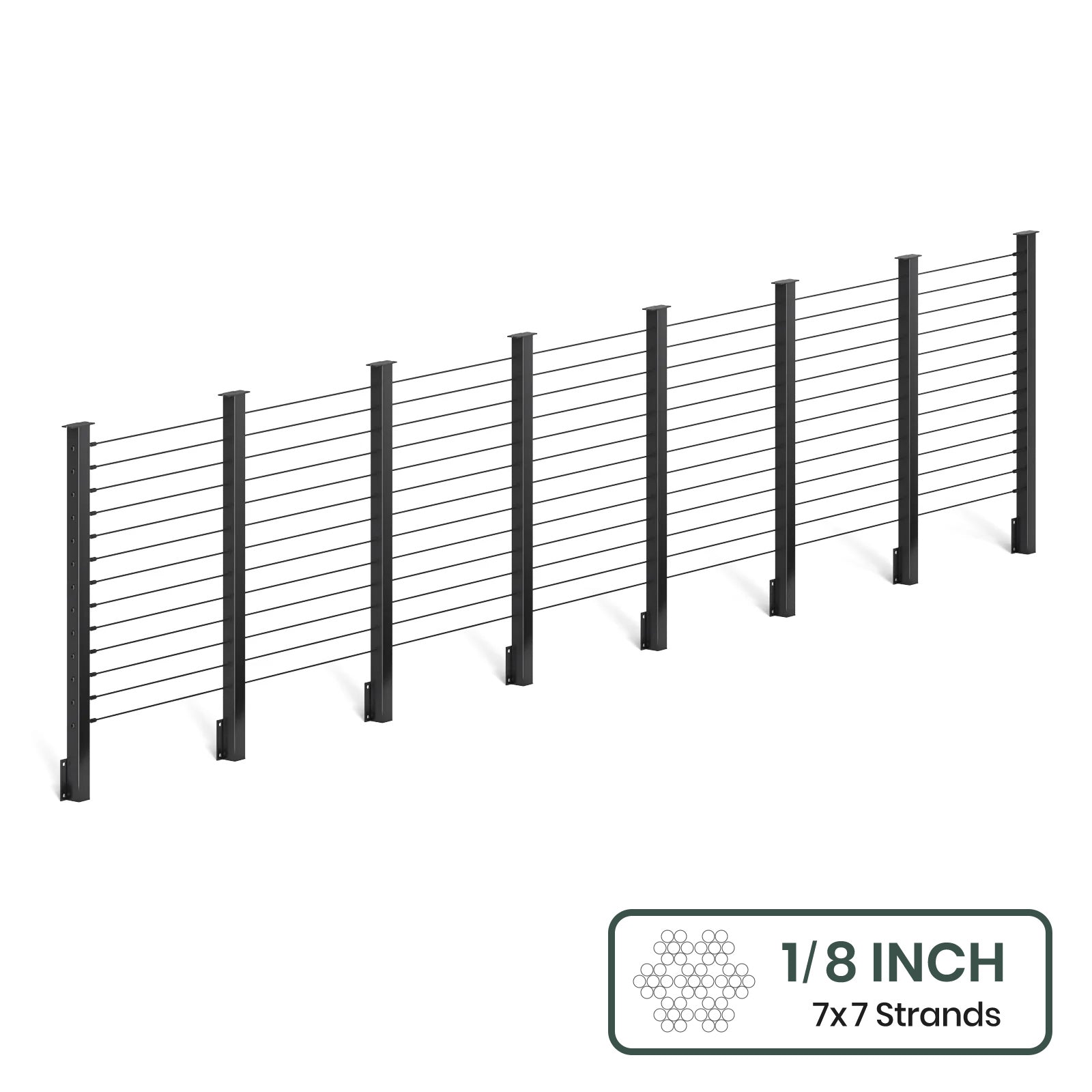BLIKA  36'' & 42'' Black Side Mount Cable Railing System DIY Kit (4FT - 28FT,  No Handrail) - 1/8
