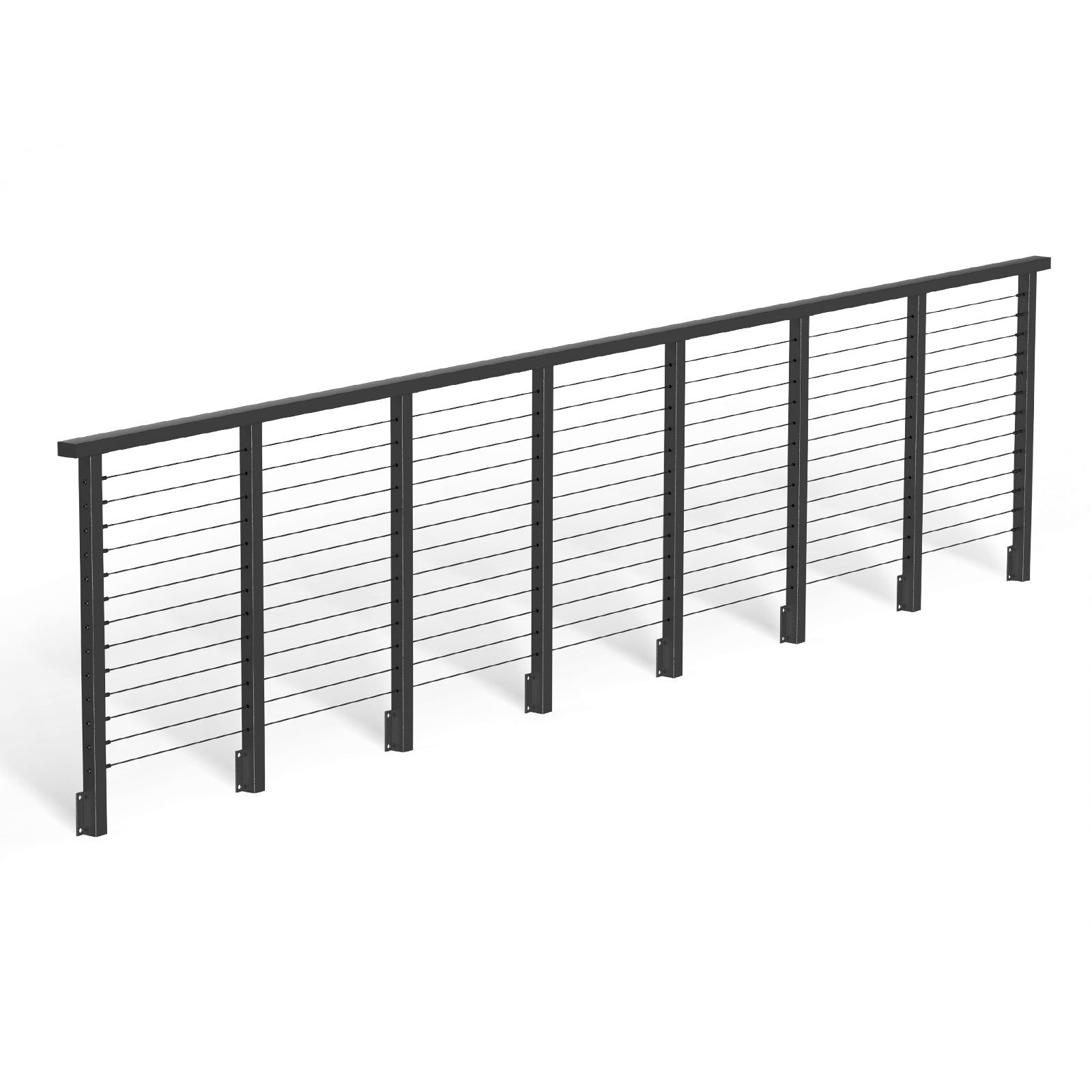 BLIKA 42'' Black Side Mount Cable Railing System DIY Kit (4FT - 20FT, Level Drilled)