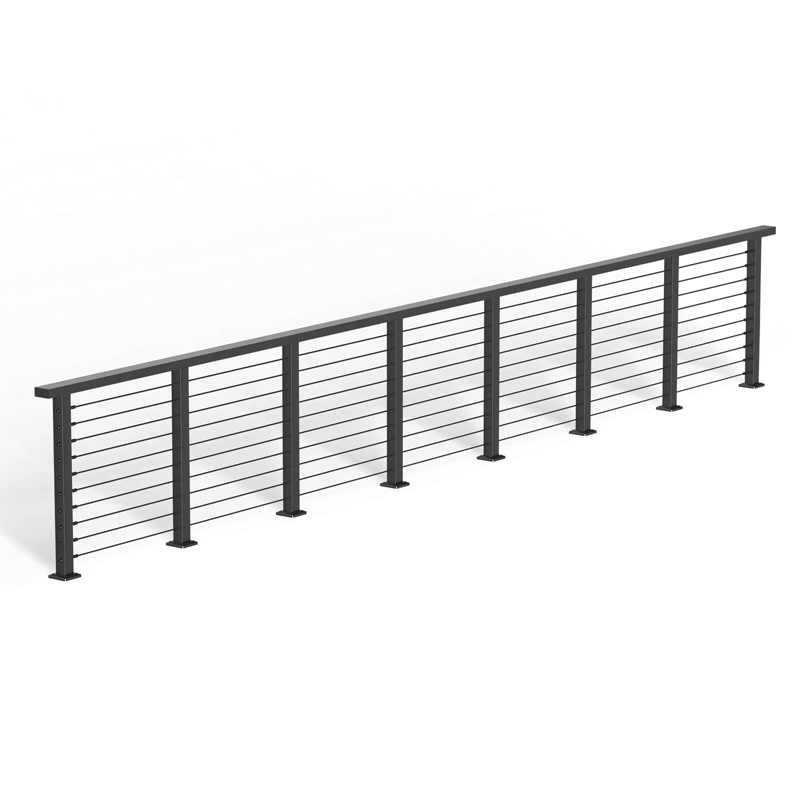BLIKA 36'' & 42'' Black Surface Mount Cable Railing System DIY Kit (4FT - 28FT, Level Drilled, )