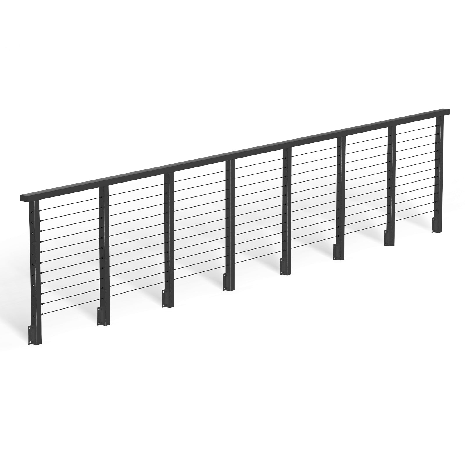 BLIKA 36'' Black Side Mount Cable Railing System DIY Kit (4FT - 28FT, Level Drilled)