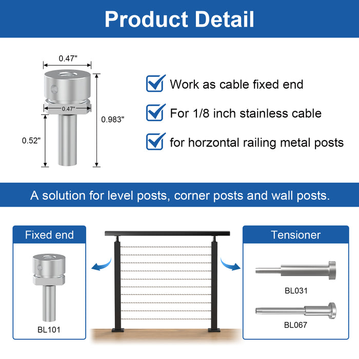 BLIKA 1/8" Cable Railing Anchor Terminal