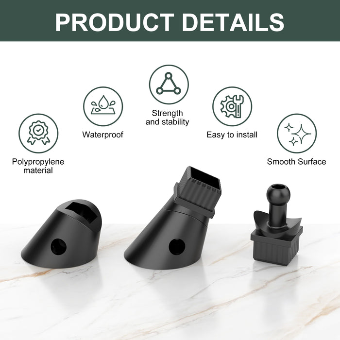 BLIKA Black Square 3/4" Adjustable Stair Baluster Connectors