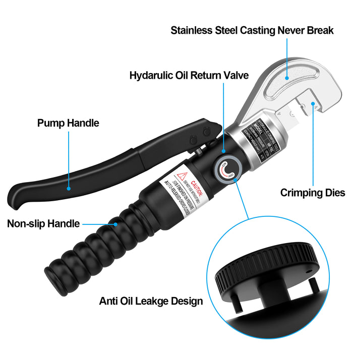 BLIKA 10 Ton Heavy Duty Hydraulic Cable Crimper with Cable Cutter