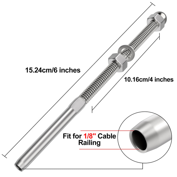 BLIKA 6"  Swage Threaded Stud for 1/8" cable railing