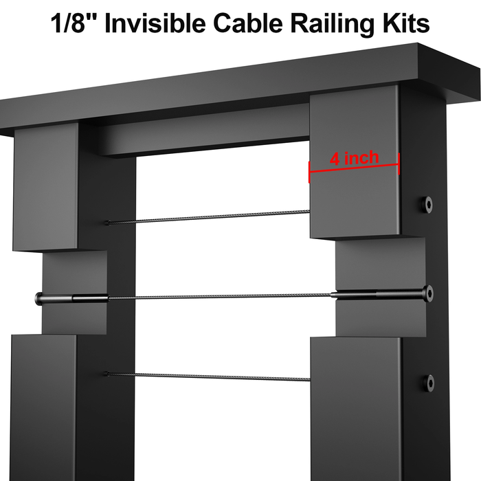 BLIKA 20 Pairs 4"x4" Cable Railing Kit with 1/8" Invisible Receiver and Swage Stud for Wood/Metal Posts