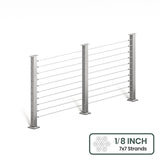 BLIKA 36'' & 42'' Brushed Stainless Steel Surface Mount Cable Railing System DIY Kit (4FT - 28FT, Level Drilled, No Handrail) - 1/8" Cable & Hardware