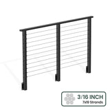 BLIKA 36'' & 42'' Black Side Mount Cable Railing System DIY Kit (4FT - 28FT, Level Drilled) - 3/16" Cable & Hardware
