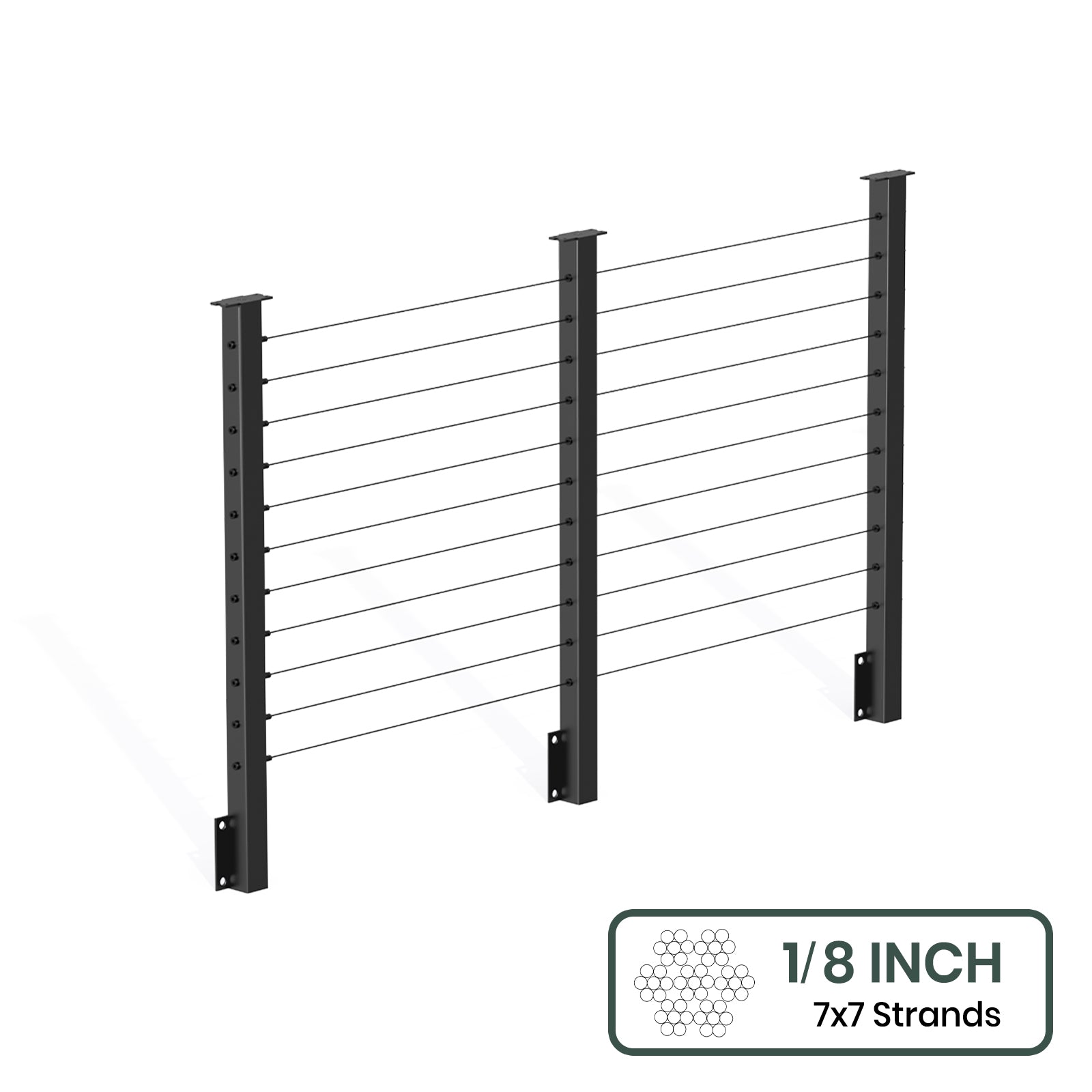 BLIKA  36'' & 42'' Black Side Mount Cable Railing System DIY Kit (4FT - 28FT,  No Handrail) - 1/8