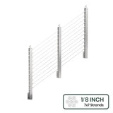 BLIKA 36'' & 42'' Brushed Stainless Steel Side Mount Stair Cable Railing System DIY Kit (4FT - 20FT,  No Handrail) - 1/8" Cable & Hardware