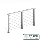 BLIKA 36'' & 42'' Brushed Stainless Steel Surface Mount Cable Railing System DIY Kit (4FT - 28FT, Level Drilled, ) - 1/8" Cable & Hardware