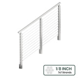 BLIKA 36'' & 42''  Brushed Stainless Steel Side Mount  Stair Cable Railing System DIY Kit (4FT - 20FT, Angled Drilled) - 1/8" Cable & Hardware