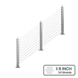 BLIKA 36'' & 42''  Brushed Stainless Steel Surface Mount Stair Cable Railing System DIY Kit (4FT - 20FT, Angled Drilled, No Handrail) - 1/8" Cable & Hardware