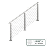 BLIKA 36'' & 42'' Brushed Stainless Steel Surface Mount Stair Cable Railing System DIY Kit (4FT - 20FT, Angled Drilled) - 1/8" Cable & Hardware