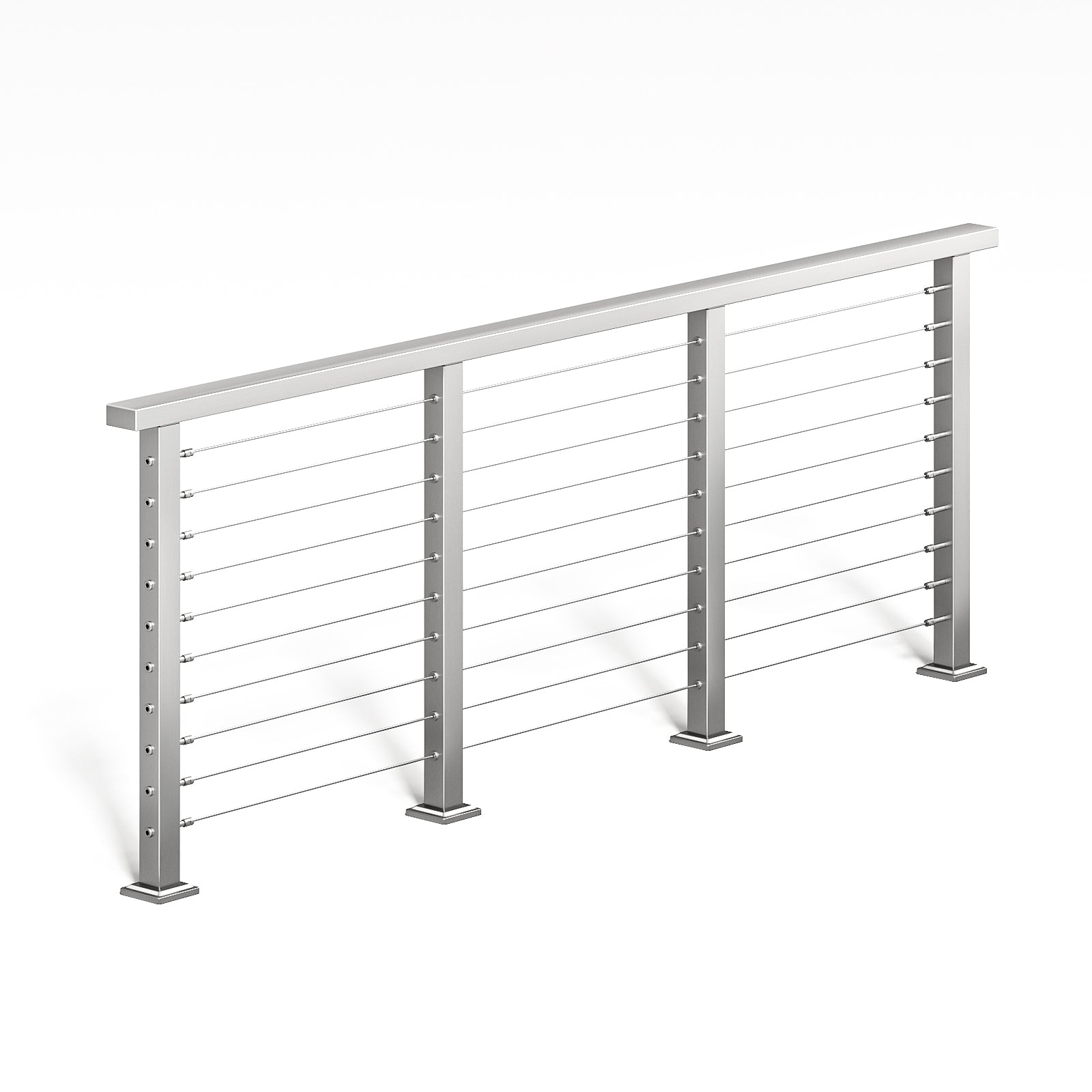 BLIKA 36'' & 42'' Brushed Stainless Steel Surface Mount Cable Railing System DIY Kit (4FT - 28FT, Level Drilled, )