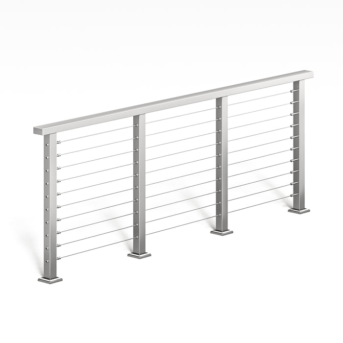 BLIKA 36'' & 42'' Brushed Stainless Steel Surface Mount Cable Railing System DIY Kit (4FT - 28FT, Level Drilled, )
