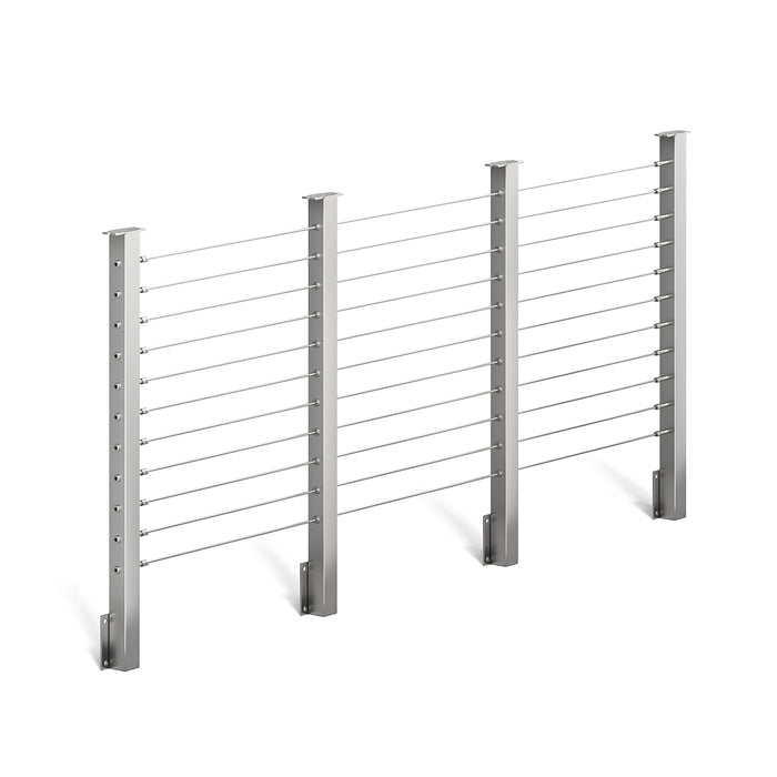 BLIKA 36'' & 42'' Brushed Stainless Steel Side Mount Cable Railing System DIY Kit (4FT - 20FT,  No Handrail)