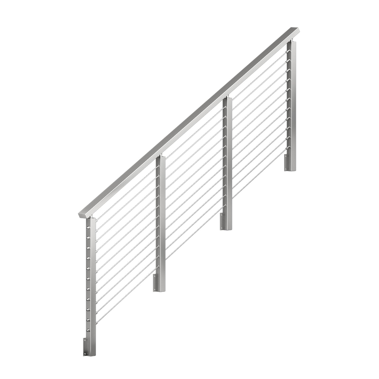 BLIKA 36'' & 42''  Brushed Stainless Steel Side Mount  Stair Cable Railing System DIY Kit (4FT - 20FT, Angled Drilled)