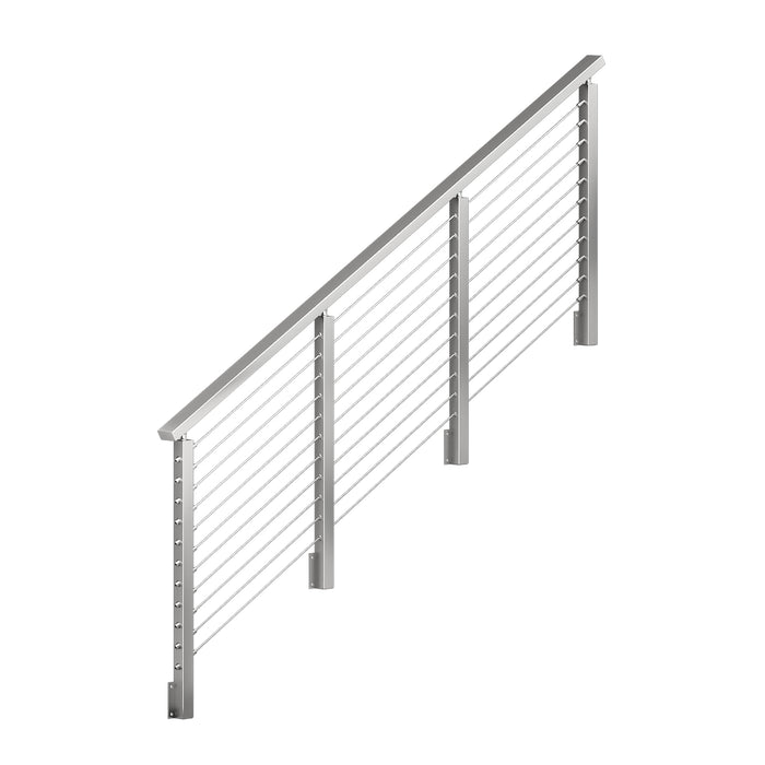 BLIKA 36'' & 42''  Brushed Stainless Steel Side Mount  Stair Cable Railing System DIY Kit (4FT - 20FT, Angled Drilled)