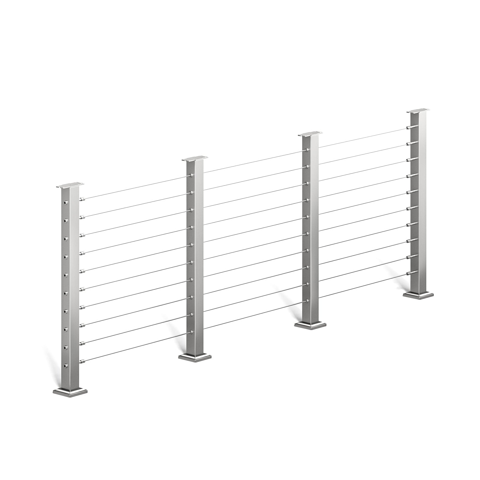 BLIKA 36'' & 42'' Brushed Stainless Steel Surface Mount Cable Railing System DIY Kit (4FT - 20FT, Level Drilled, No Handrail)