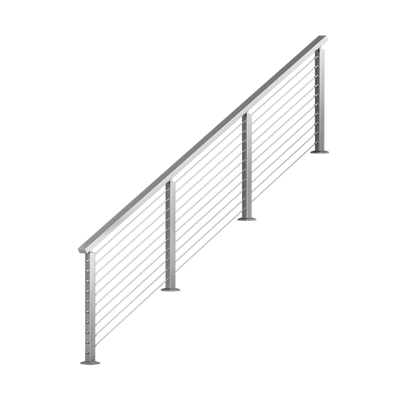 BLIKA 36'' & 42'' Brushed Stainless Steel Surface Mount Stair Cable Railing System DIY Kit (4FT - 20FT, Angled Drilled)