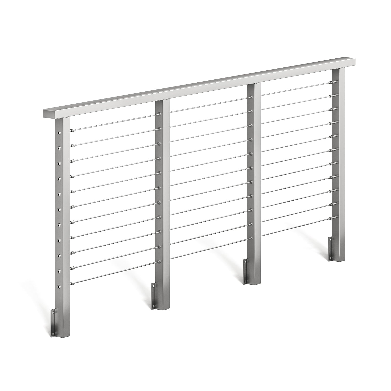 BLIKA 36'' & 42'' Brushed Stainless Steel Side Mount Cable Railing System DIY Kit (4FT - 28FT, Level Drilled)