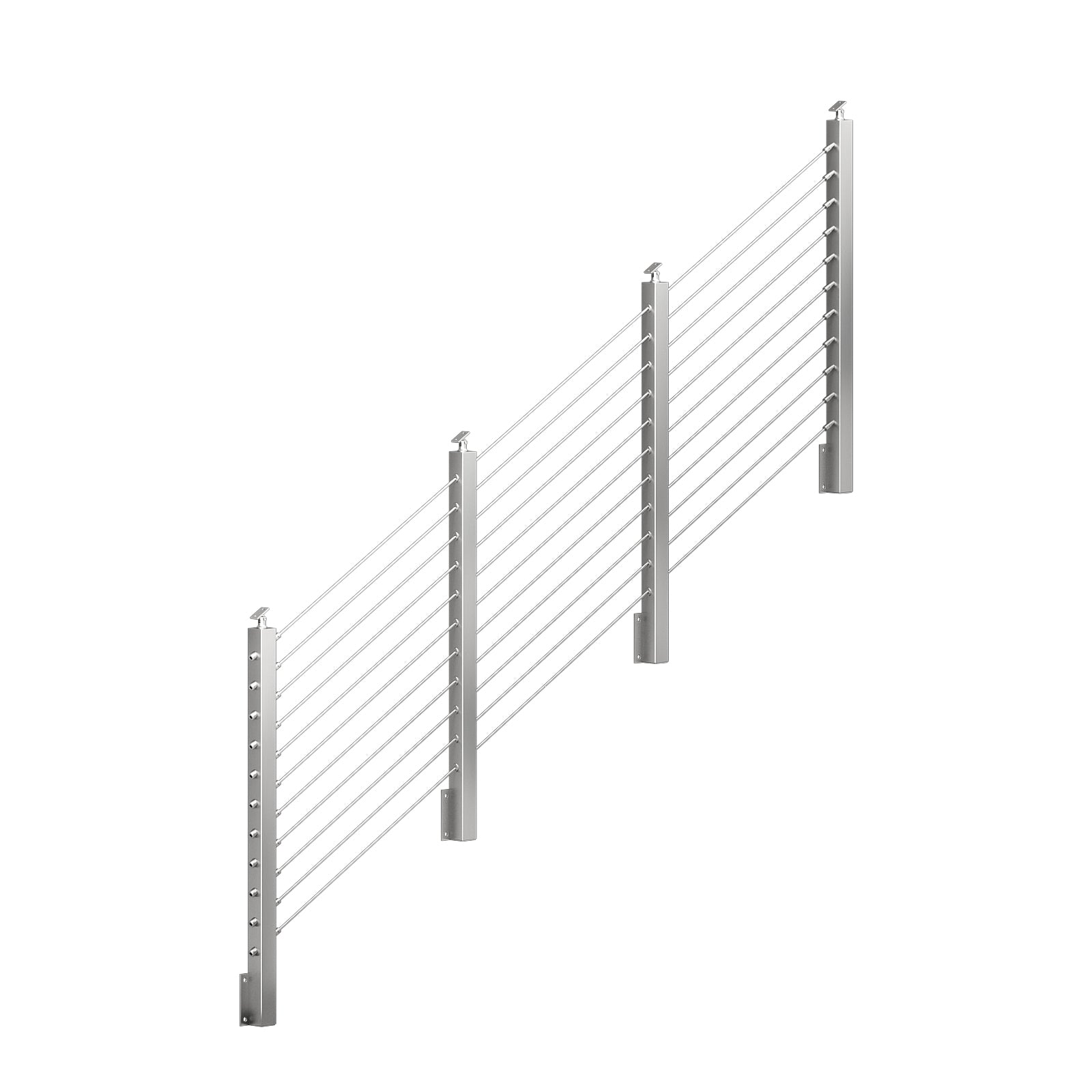 BLIKA 36'' & 42'' Brushed Stainless Steel Side Mount Stair Cable Railing System DIY Kit (4FT - 20FT,  No Handrail)