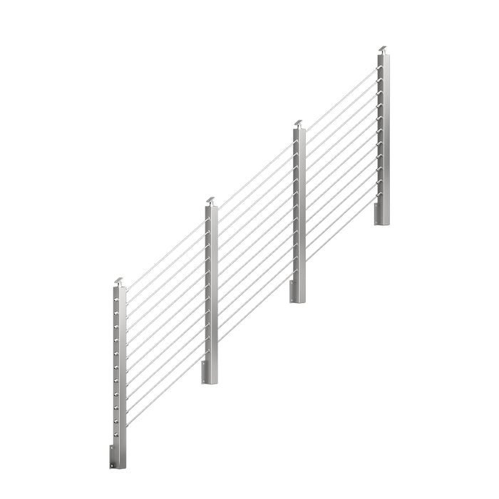 BLIKA 36'' & 42'' Brushed Stainless Steel Side Mount Stair Cable Railing System DIY Kit (4FT - 20FT,  No Handrail)