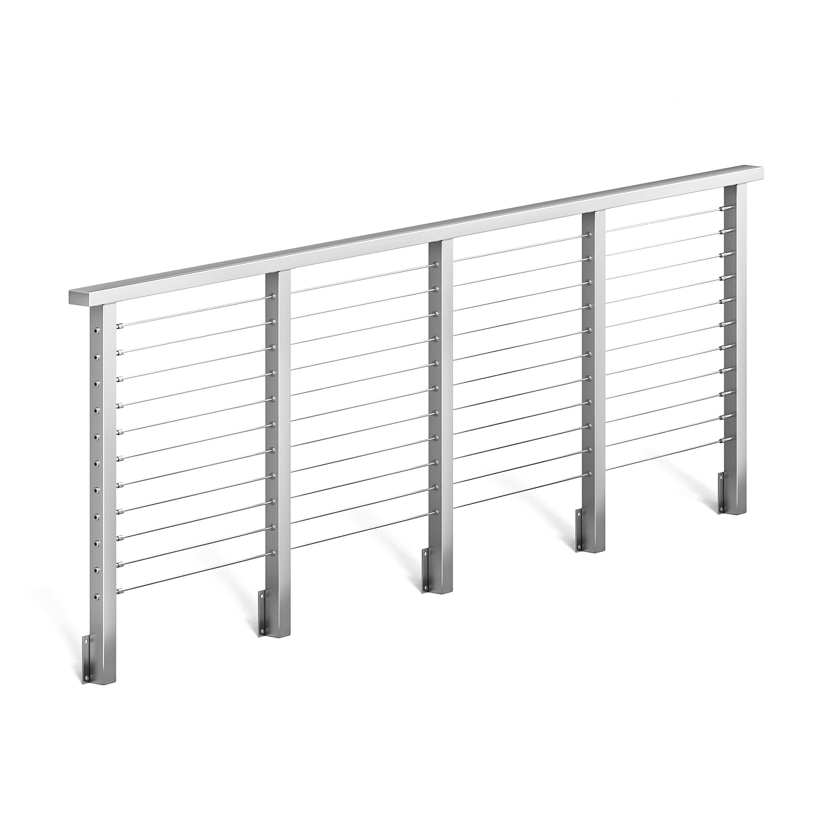 BLIKA 36'' & 42'' Brushed Stainless Steel Side Mount Cable Railing System DIY Kit (4FT - 28FT, Level Drilled)